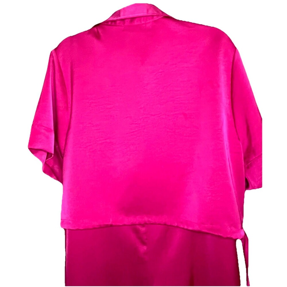 House Of Harlow 1960 Size XL Satin Crop Top Wide Leg Pants Set Hot Pink Stylish - Picture 9 of 16